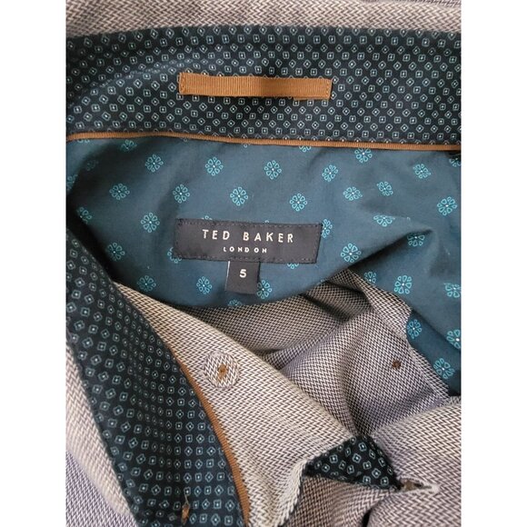 Ted Baker London Blue Herringbone Long Sleeve Button-Down Shirt Men's Sz 5 (XL) - Picture 5 of 7